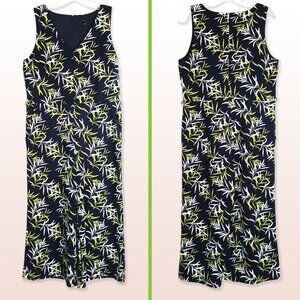 Ann Taylor Jumpsuit Navy with Bamboo Leaf Design Size L